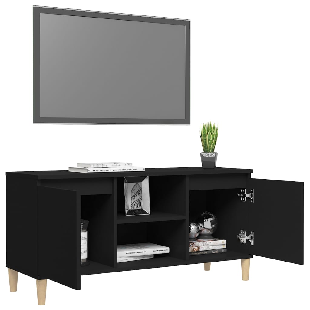 Mueble bajo de TV Merlo 2 puertas + 2 estantes negro 50x103,5x35 cm