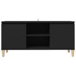 Mueble bajo de TV Merlo 2 puertas + 2 estantes negro 50x103,5x35 cm