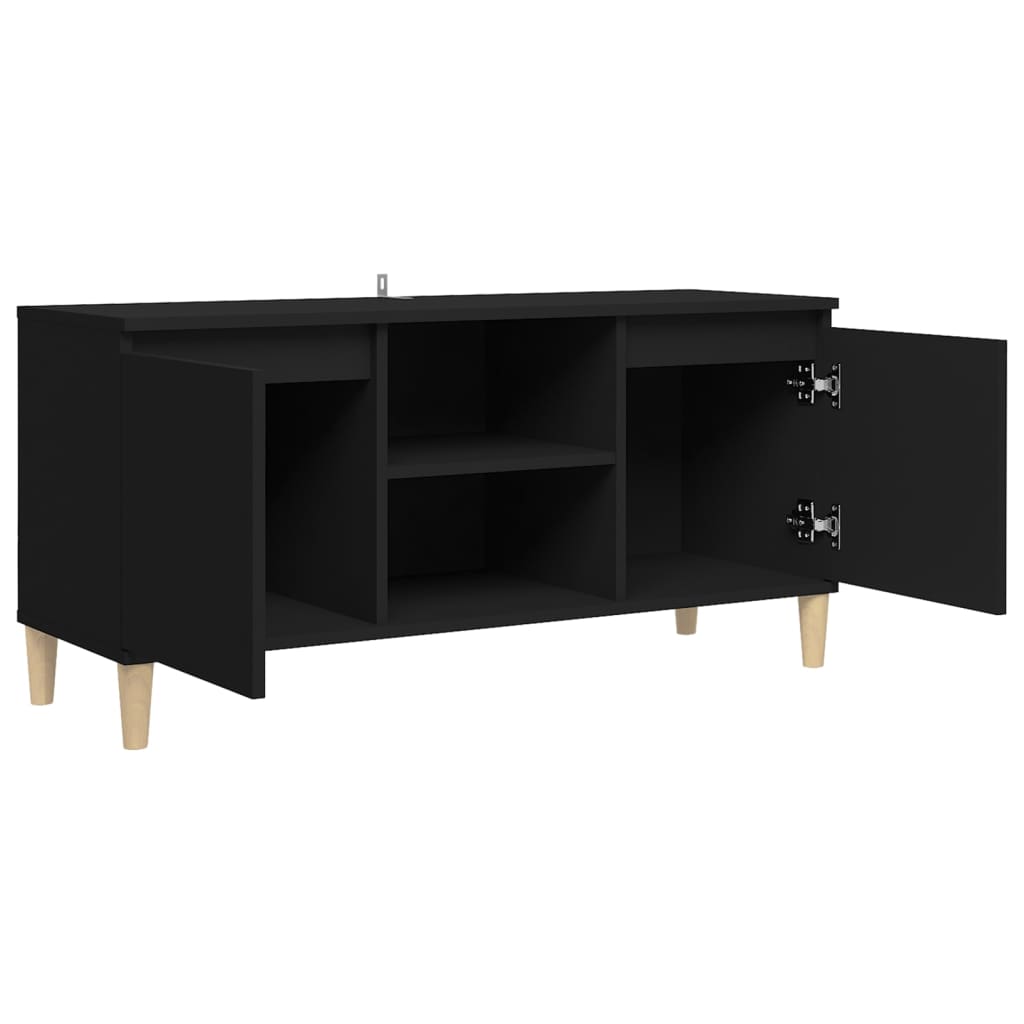 Mueble bajo de TV Merlo 2 puertas + 2 estantes negro 50x103,5x35 cm