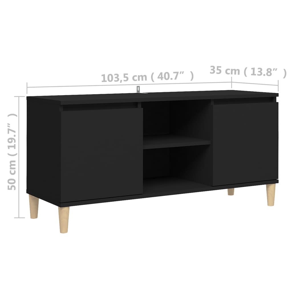 Mueble bajo de TV Merlo 2 puertas + 2 estantes negro 50x103,5x35 cm