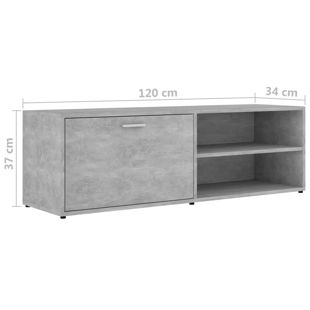 Mueble de TV Timbal 2 compartimentos + puerta abatible gris claro 37x120x34 cm medidas