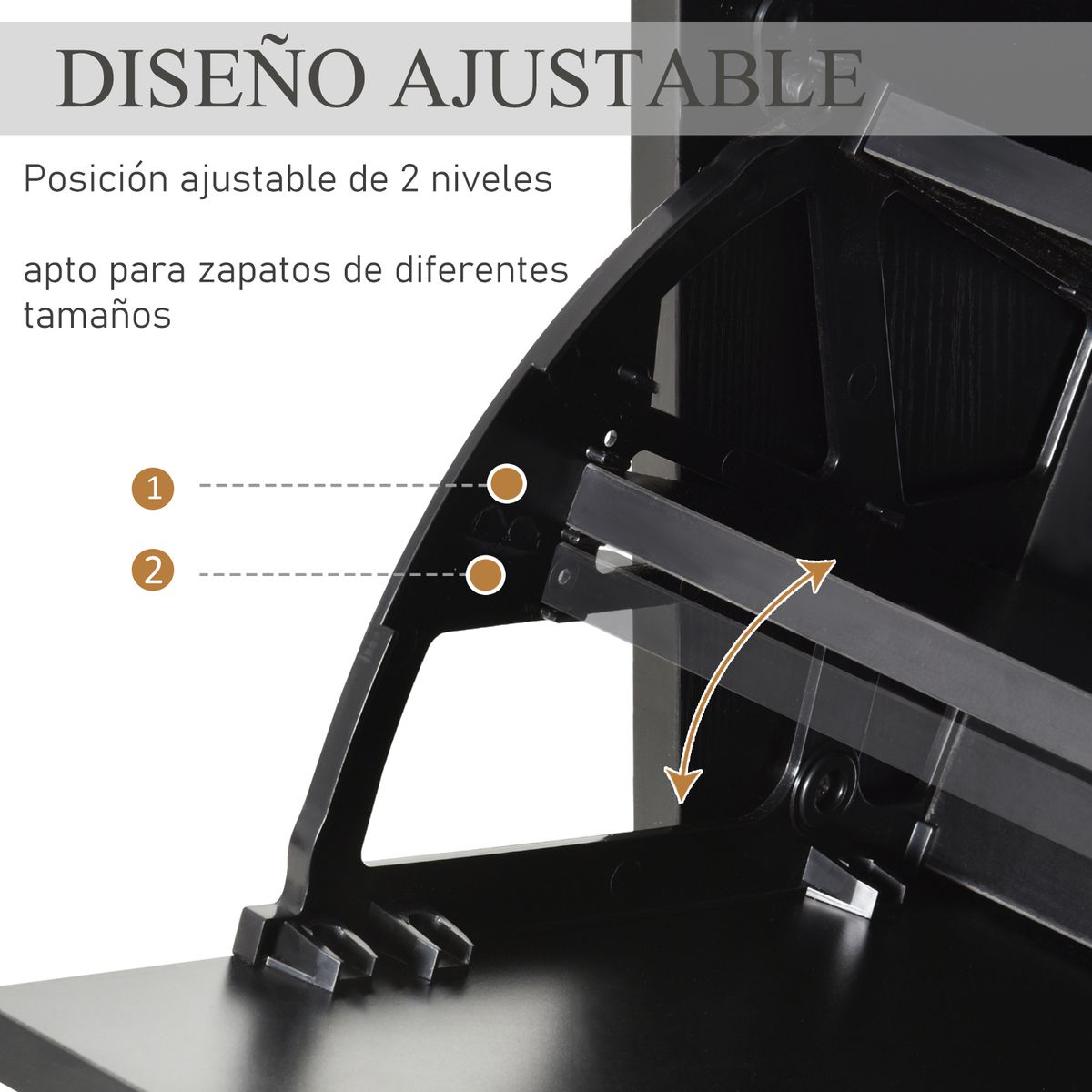 Zapatero Vergel Homcom 3 cajones 18 pares negro 124x60x26 cm cajones