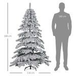 Árbol de Navidad Homcom 627 ramas efecto nevado verde/blanco Ø116x180 cm medidas
