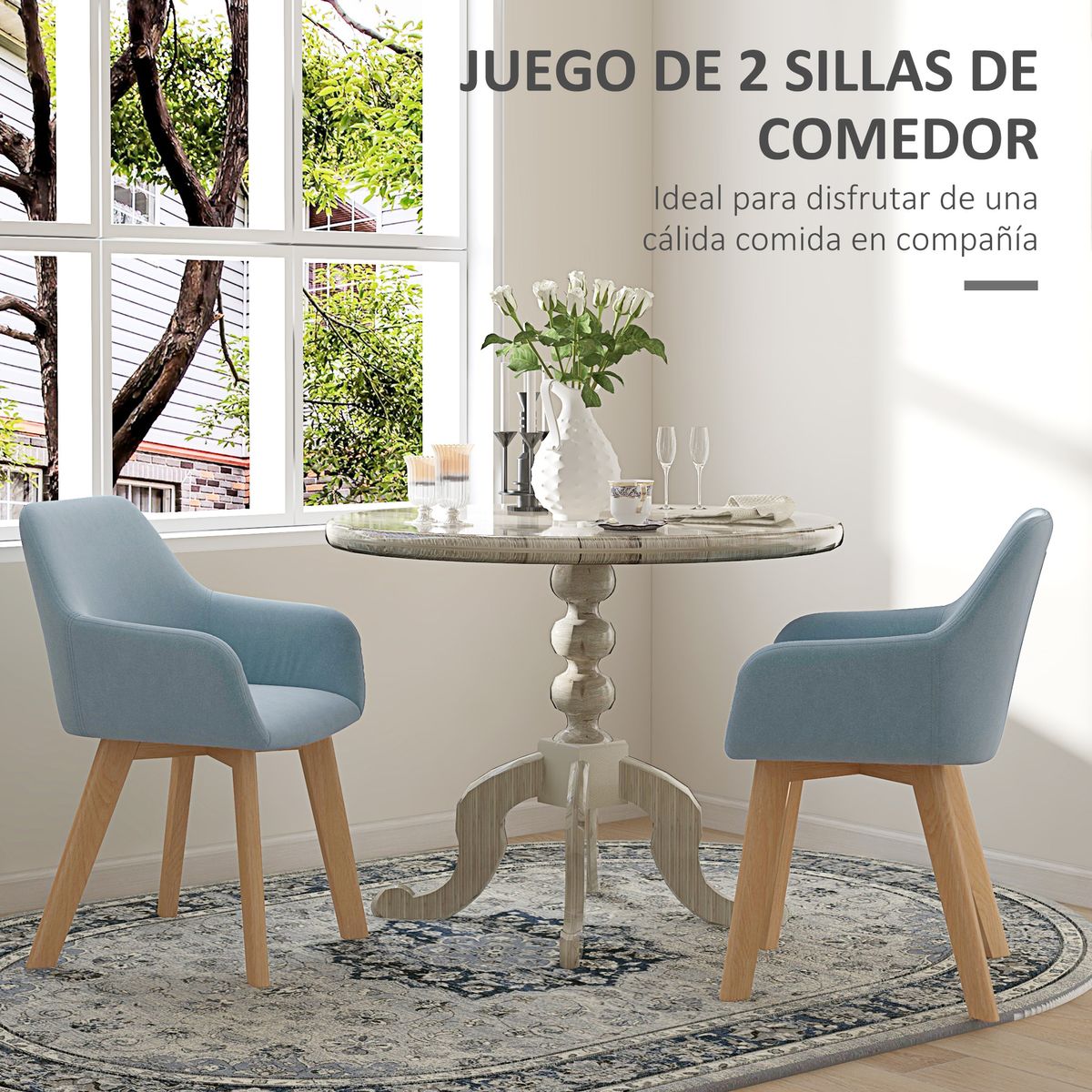 Pack de 2 sillas Luna Homcom con reposabrazos azul claro 80x54x57 cm caracteristicas