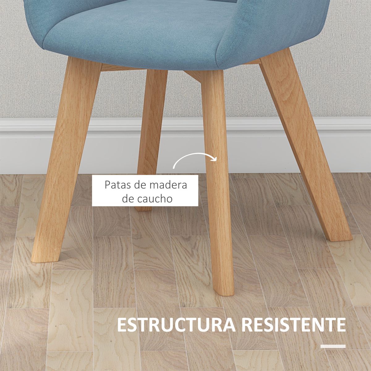 Pack de 2 sillas Luna Homcom con reposabrazos azul claro 80x54x57 cm patas