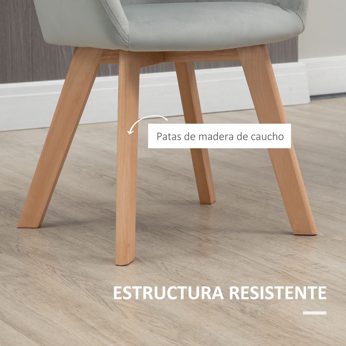 Pack de 2 sillas Luna Homcom con reposabrazos gris 80x54x57 cm