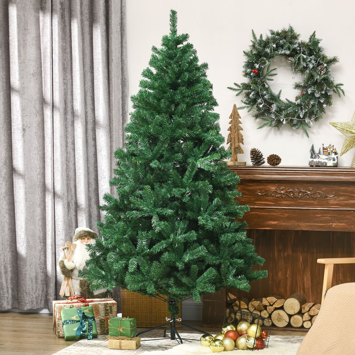 Árbol de Navidad Homcom 1000 ramas verde Ø102x180 cm animada