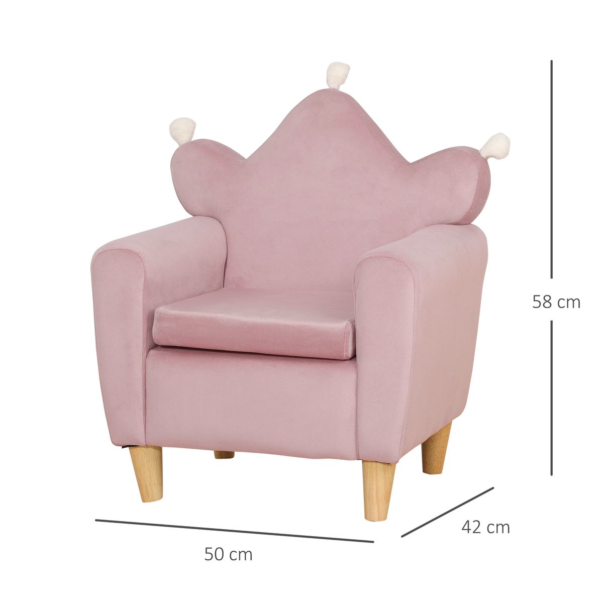 Sillón infantil Mandy Homcom diseño mini +3A rosa 58x50x42 cm