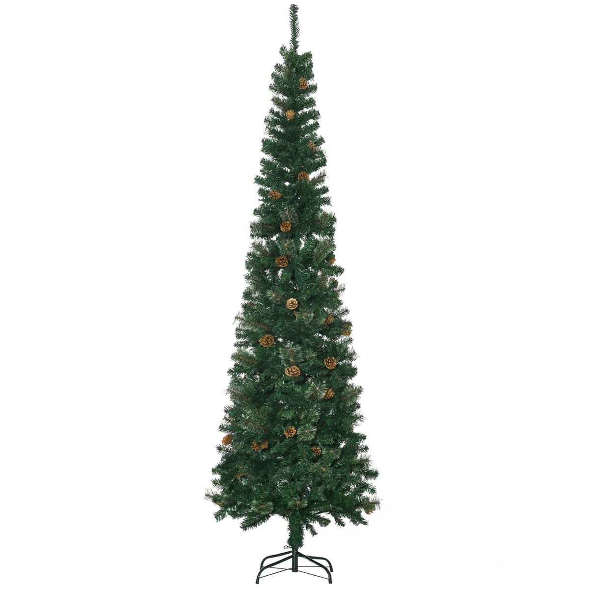Árbol de Navidad Homcom 706 ramas con 56 piñas verde Ø58x225 cm fondo blanco