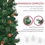 Árbol de Navidad Homcom 706 ramas con 56 piñas verde Ø58x225 cm