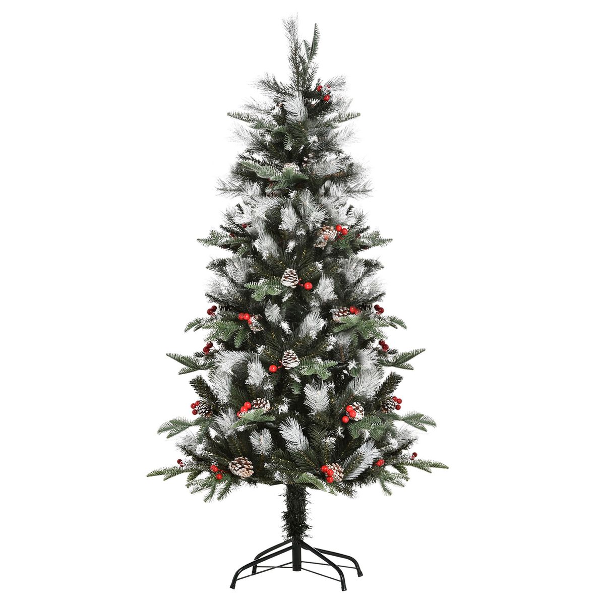 Árbol de Navidad Homcom 440 ramas con decoración navideña verde Ø75x150 cm