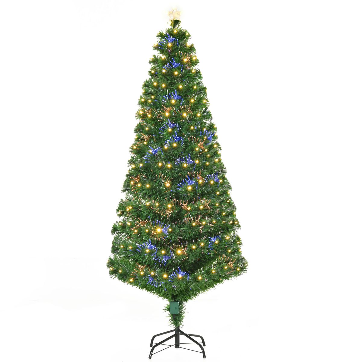 Árbol de Navidad Homcom 230 ramas 230 LEDs 8 modos verde Ø82x180 cm