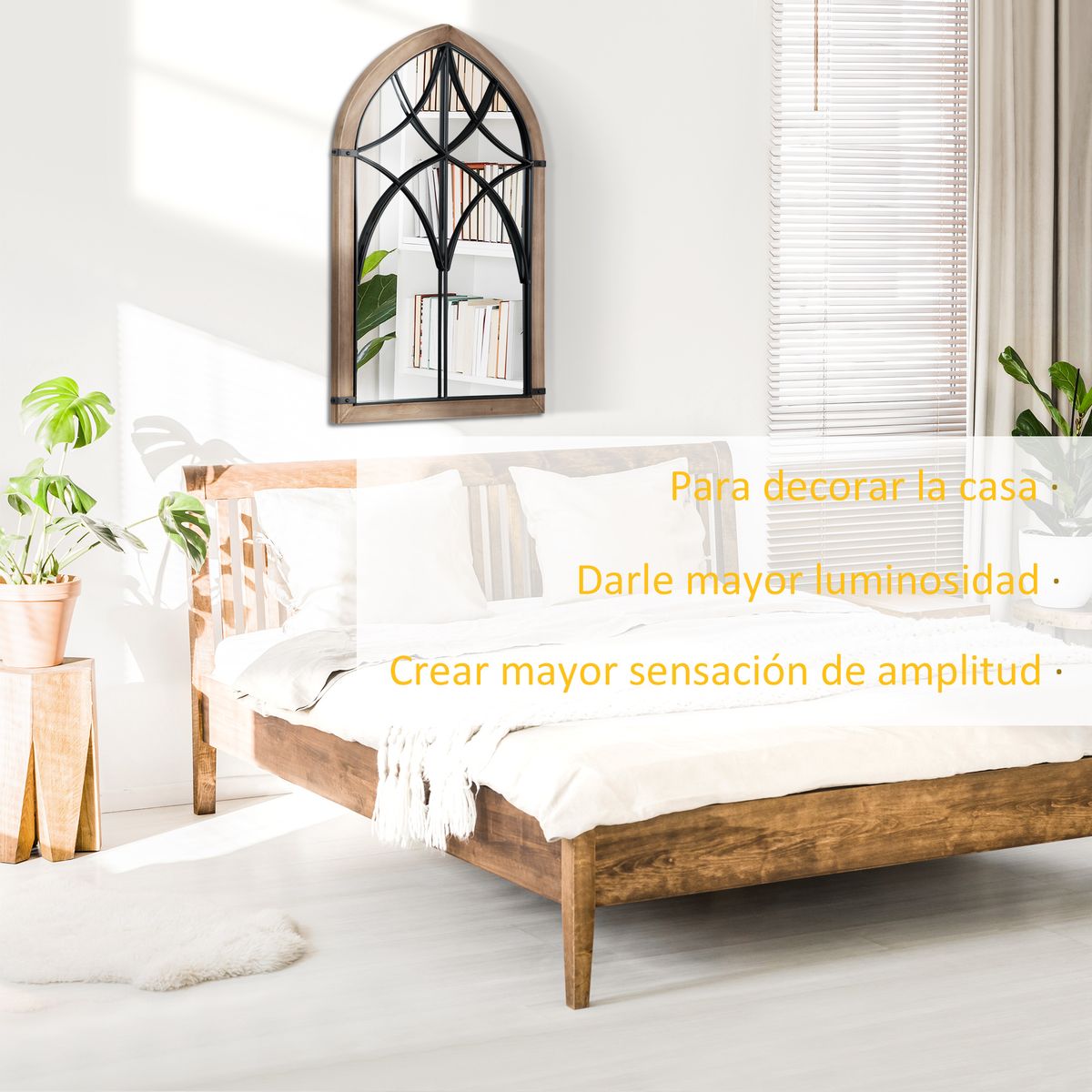 Espejo decorativo Notredame de pared marrón 93x60 cm fondo animada