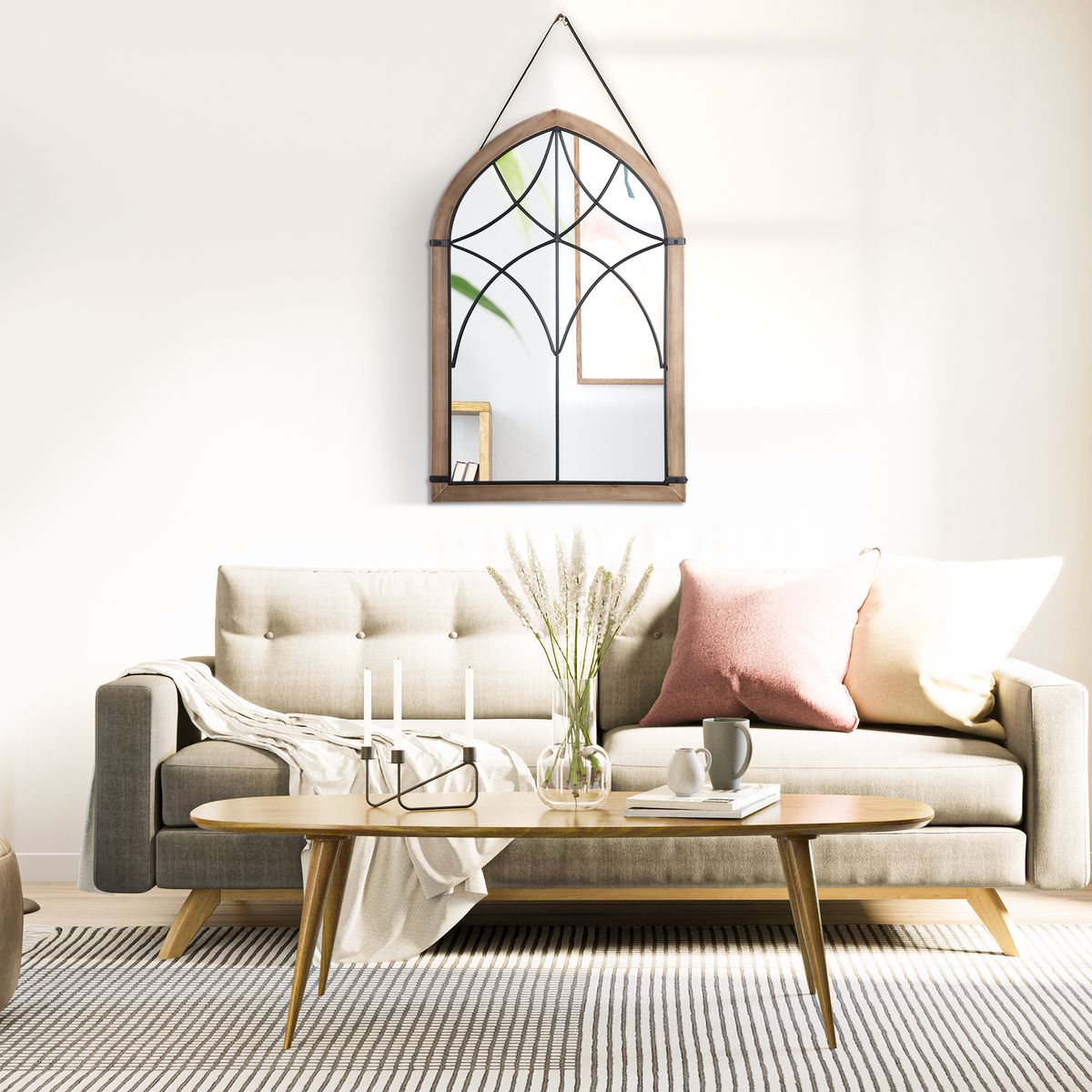 Espejo decorativo Notredame de pared marrón 93x60 cm