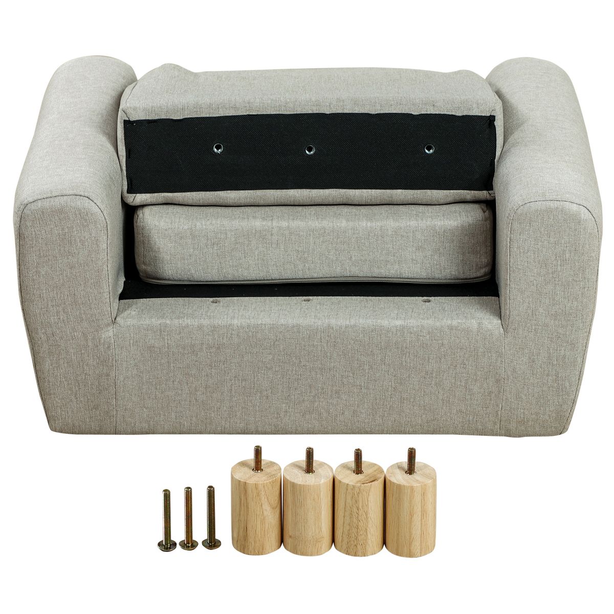 Sillón infantil Ruby Homcom diseño mini +3A gris 53x61x42 cm