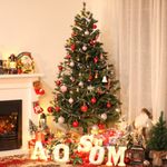 Árbol de Navidad Homcom 696 ramas base plegable verde Ø90x180 cm animada