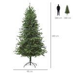Árbol de Navidad Homcom 696 ramas base plegable verde Ø90x180 cm medidas
