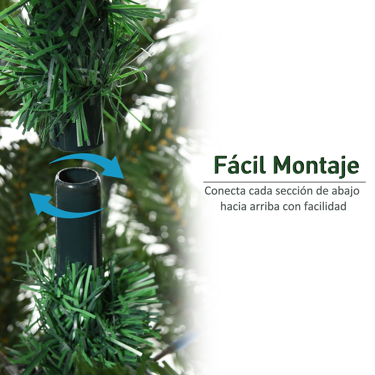 Árbol de Navidad Homcom 696 ramas base plegable verde Ø90x180 cm