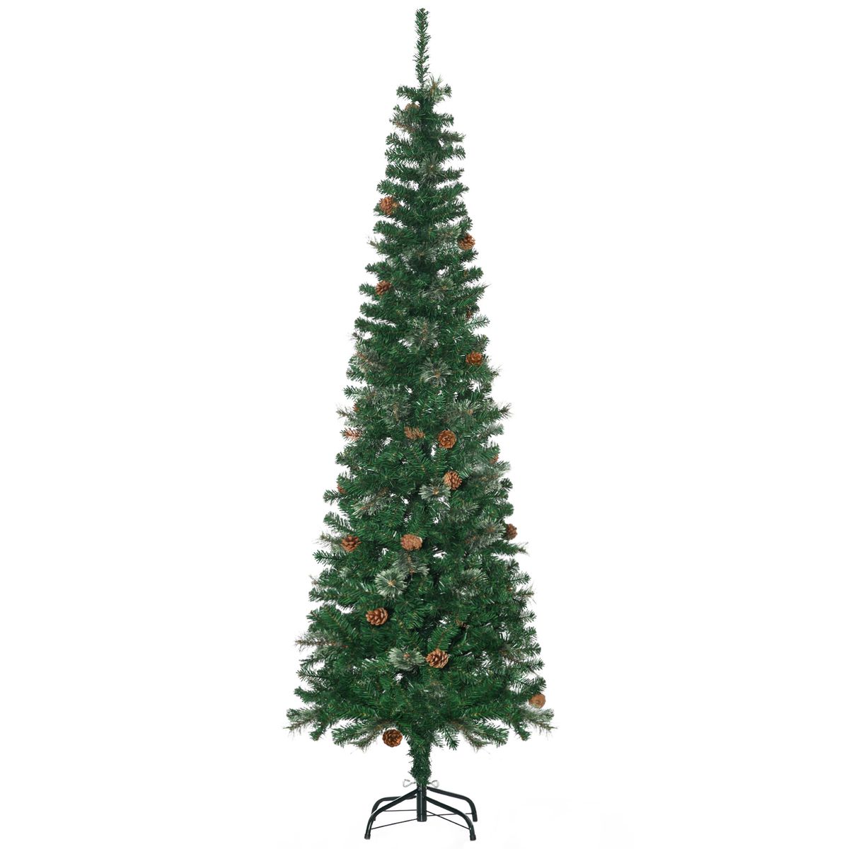 Árbol de Navidad Homcom 556 ramas con 25 piñas verde Ø54x195 cm fondo blanco