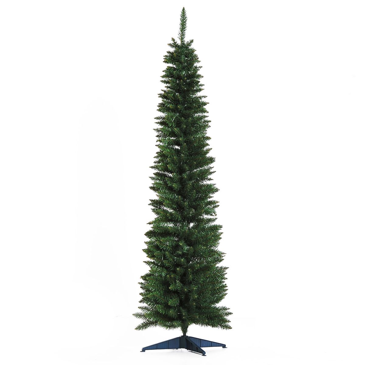 Árbol de Navidad Homcom 390 ramas diseño estrecho verde Ø55 x 180 cm fondo blanco