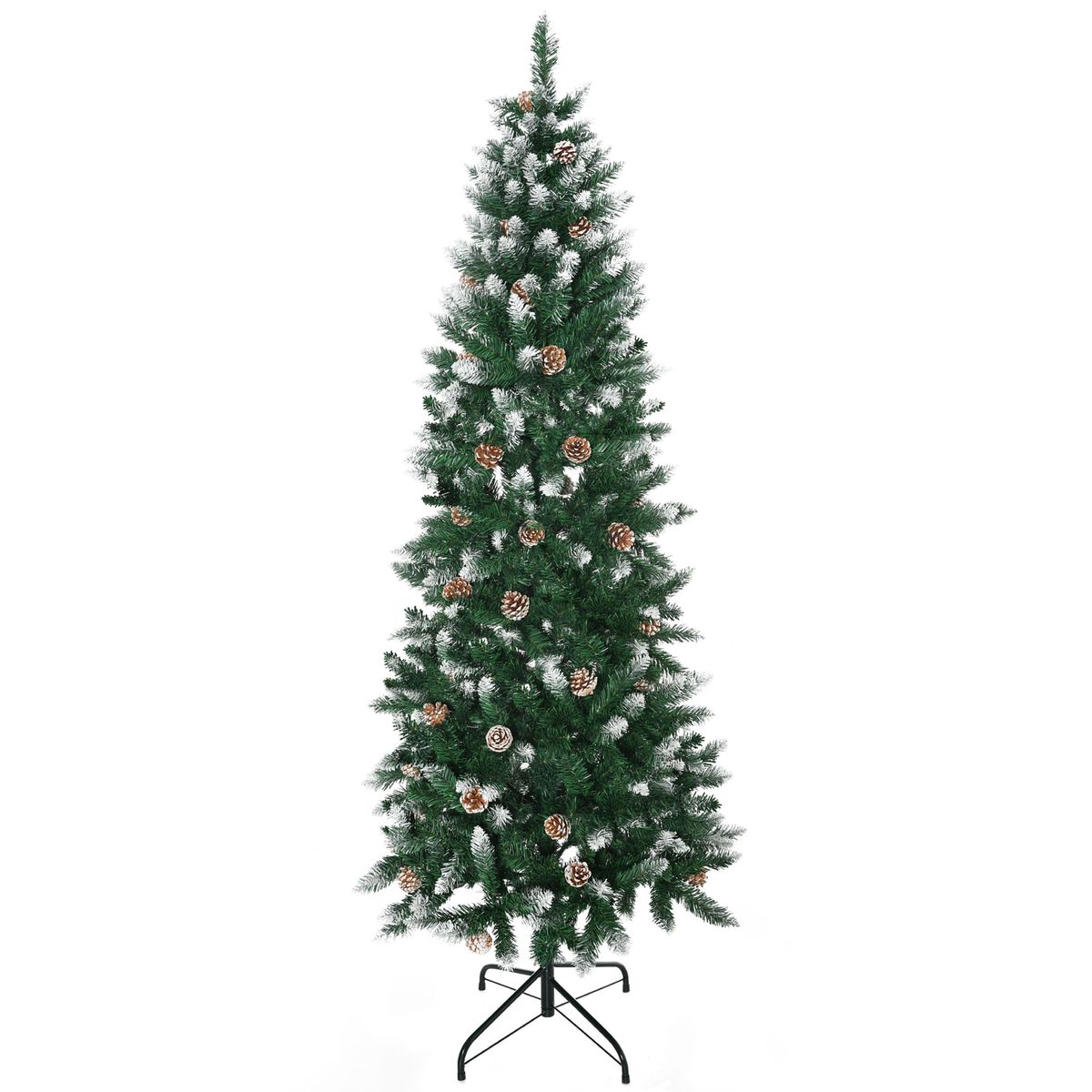 Árbol de Navidad Homcom 508 ramas con decoraciones navideñas verde Ø73x180 cm fondo blanco