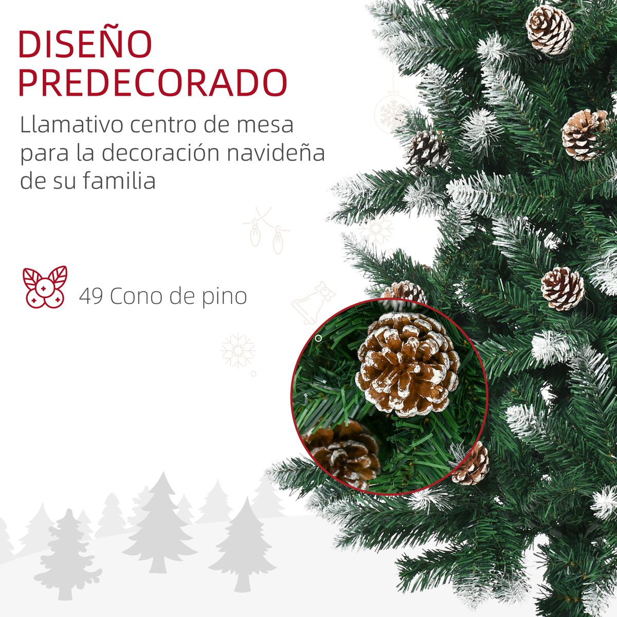Árbol de Navidad Homcom 508 ramas con decoraciones navideñas verde Ø73x180 cm