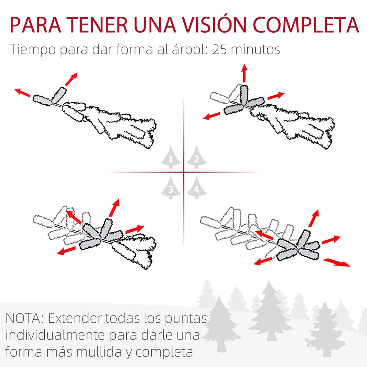 Árbol de Navidad Homcom 479 ramas con efecto nevado verde Ø65x180 cm