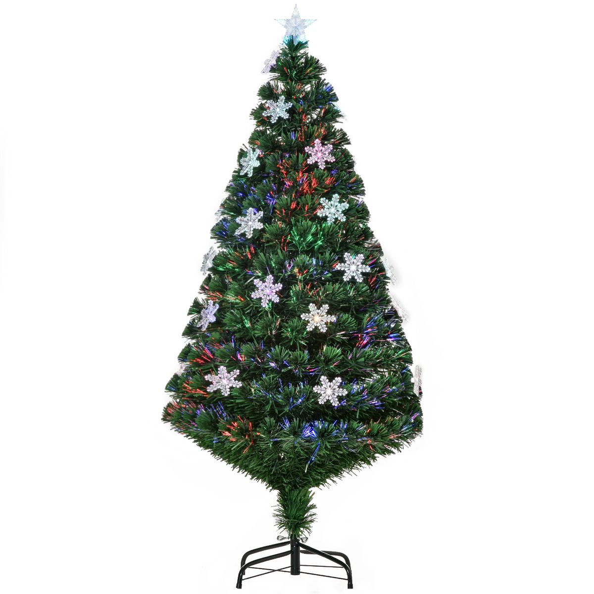 Árbol de Navidad Homcom 180 ramas 21 LEDs con decoración navideña multicolor Ø60x150 cm