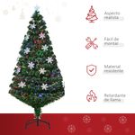Árbol de Navidad Homcom 180 ramas 21 LEDs con decoración navideña multicolor Ø60x150 cm