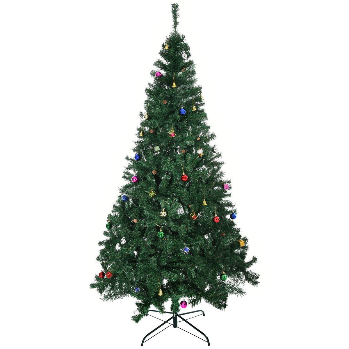 Árbol de Navidad Homcom 1036 ramas con adornos verde Ø93x210 cm