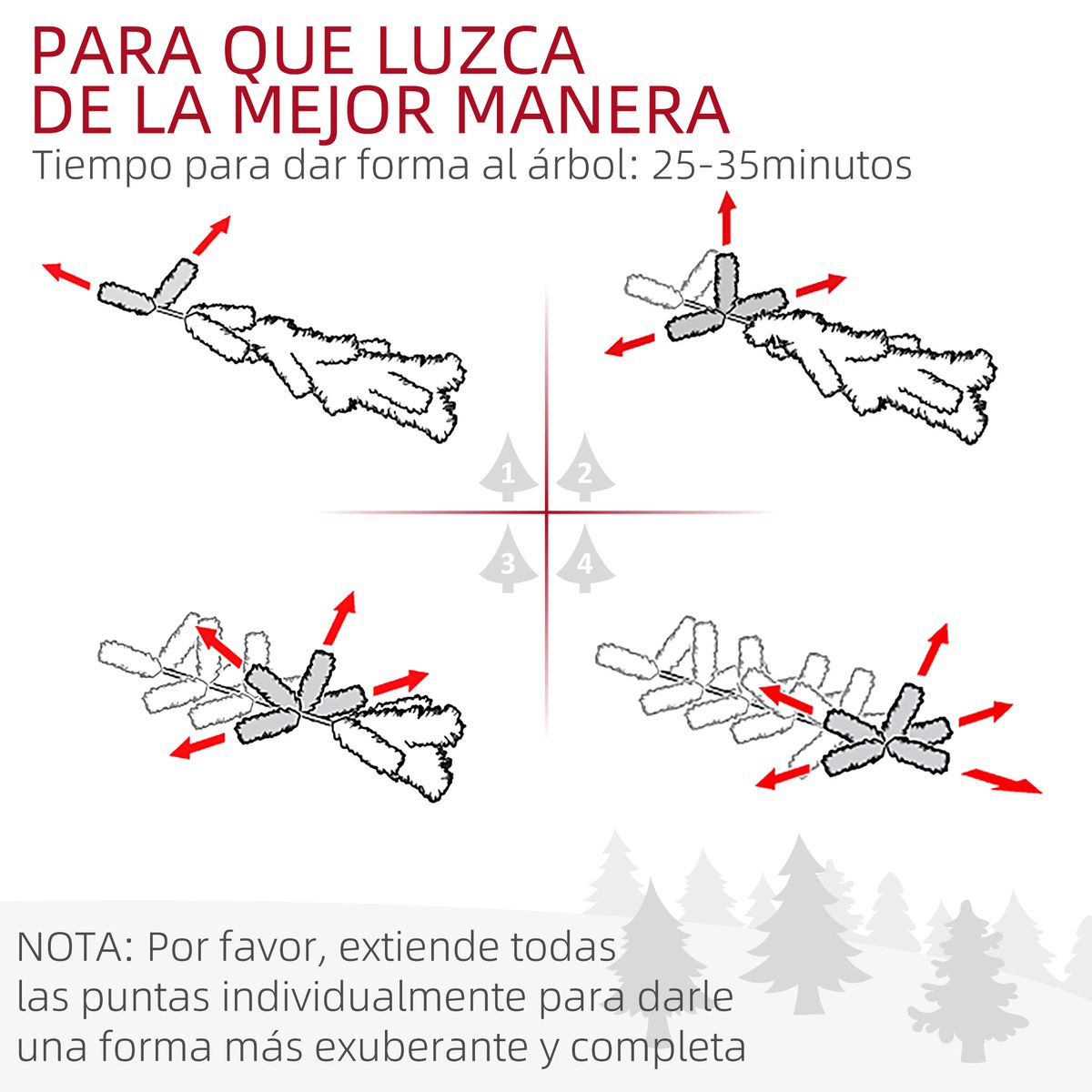 Árbol de Navidad Homcom 523 ramas efecto nevado verde Ø74x180 cm