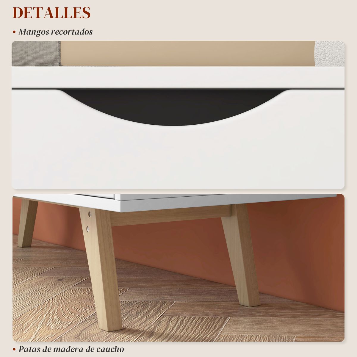 Mueble de TV Foster Homcom 2 puertas + 2 estantes blanco 50x110x39 cm  detalle
