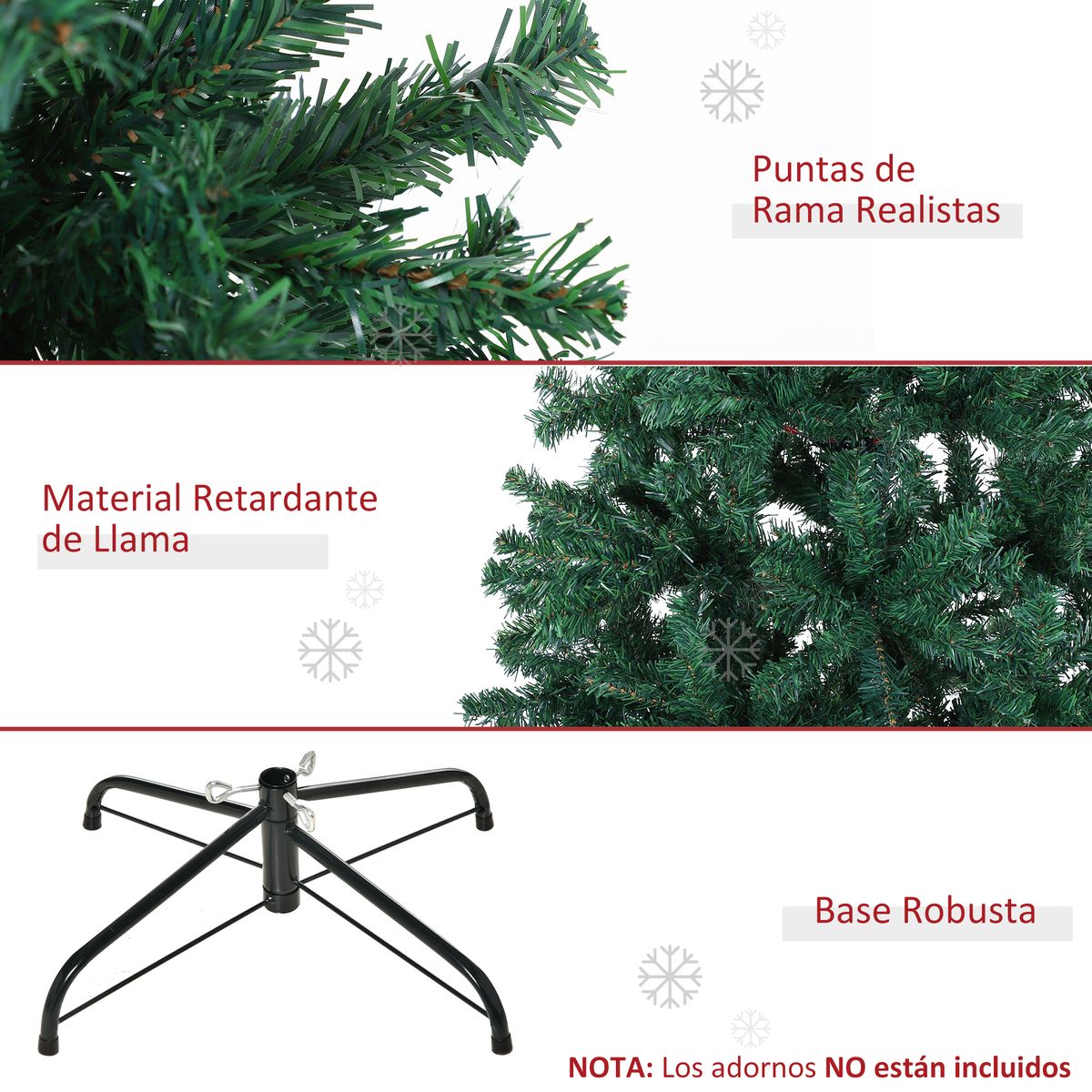 Árbol de Navidad Homcom 1000 ramas diseño desmontable verde Ø102x180 cm