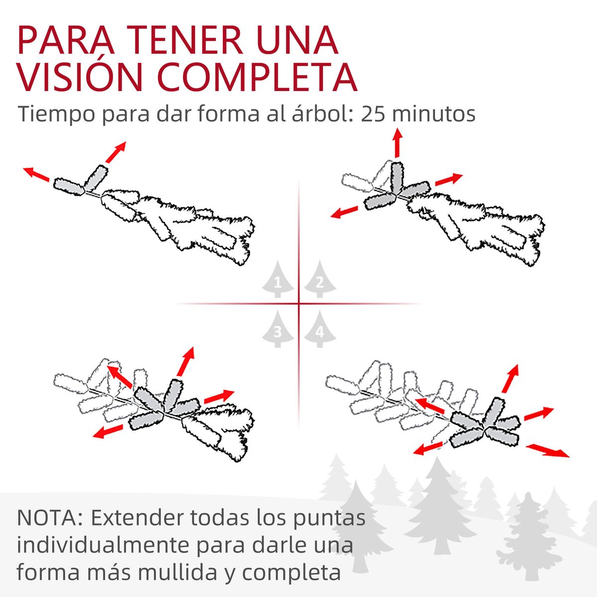 Árbol de Navidad Homcom 317 ramas efecto nevado verde Ø55x150 cm