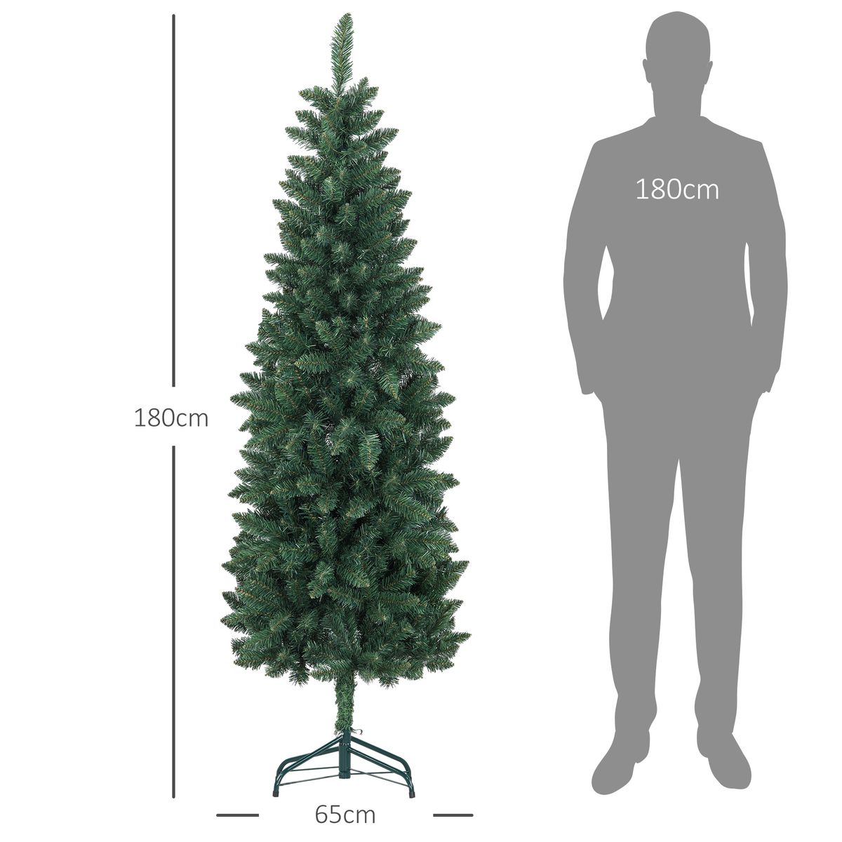 Árbol de Navidad Homcom 479 ramas base plegable verde Ø65x180 cm