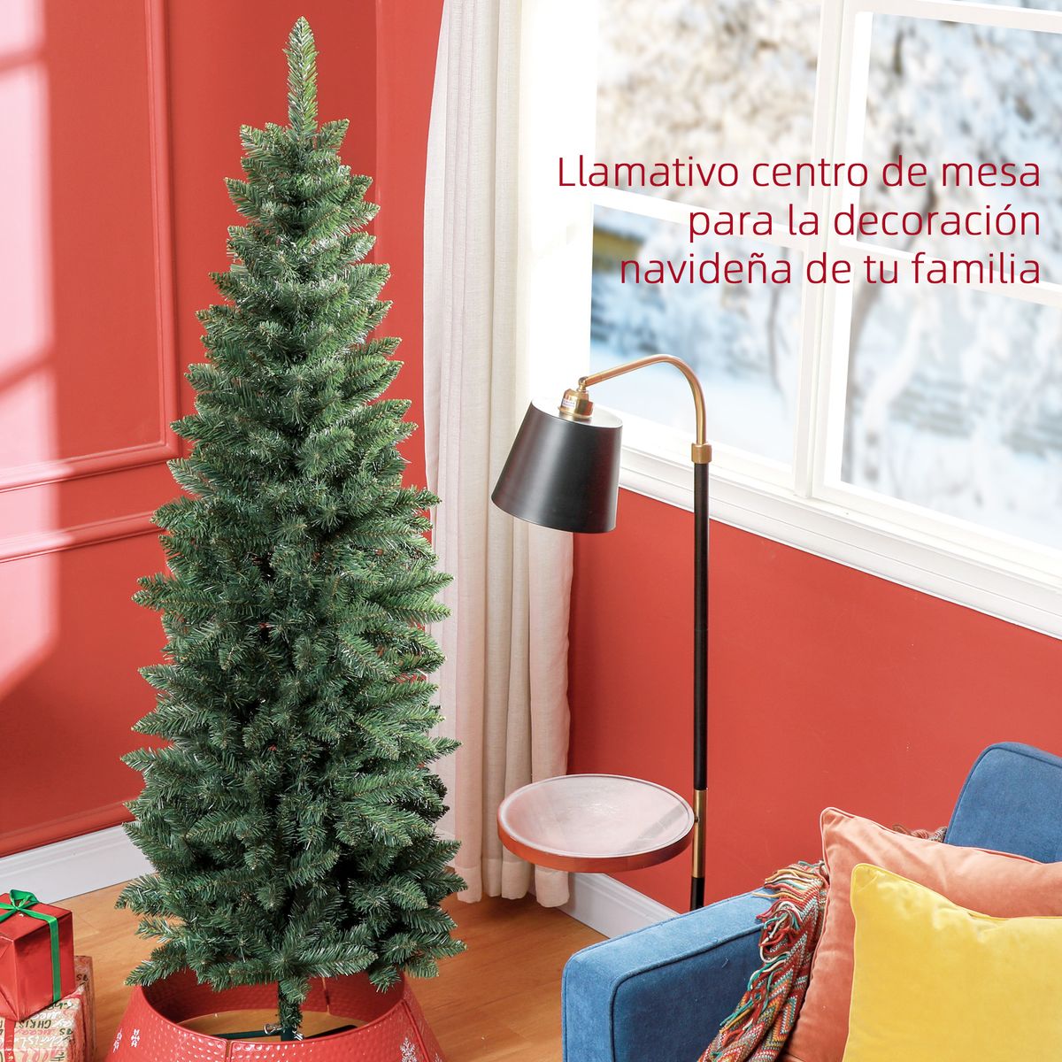 Árbol de Navidad Homcom 479 ramas base plegable verde Ø65x180 cm