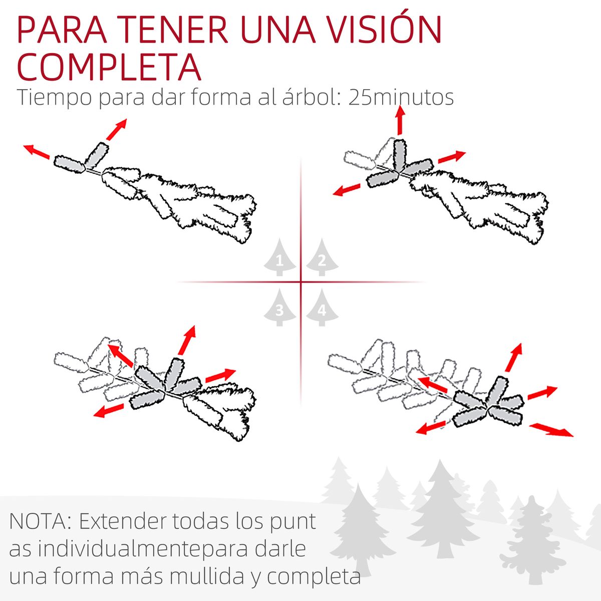 Árbol de Navidad Homcom 479 ramas base plegable verde Ø65x180 cm