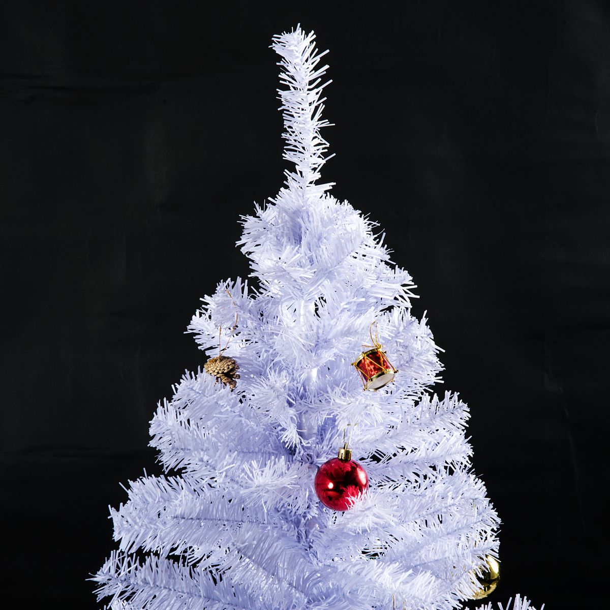 Árbol de Navidad Homcom 680 ramas 48 decoraciones blanco Ø85x150 cm copa