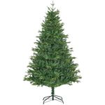 Árbol de Navidad Homcom 1443 ramas con decoración verde Ø120x180 cm fondo blanco