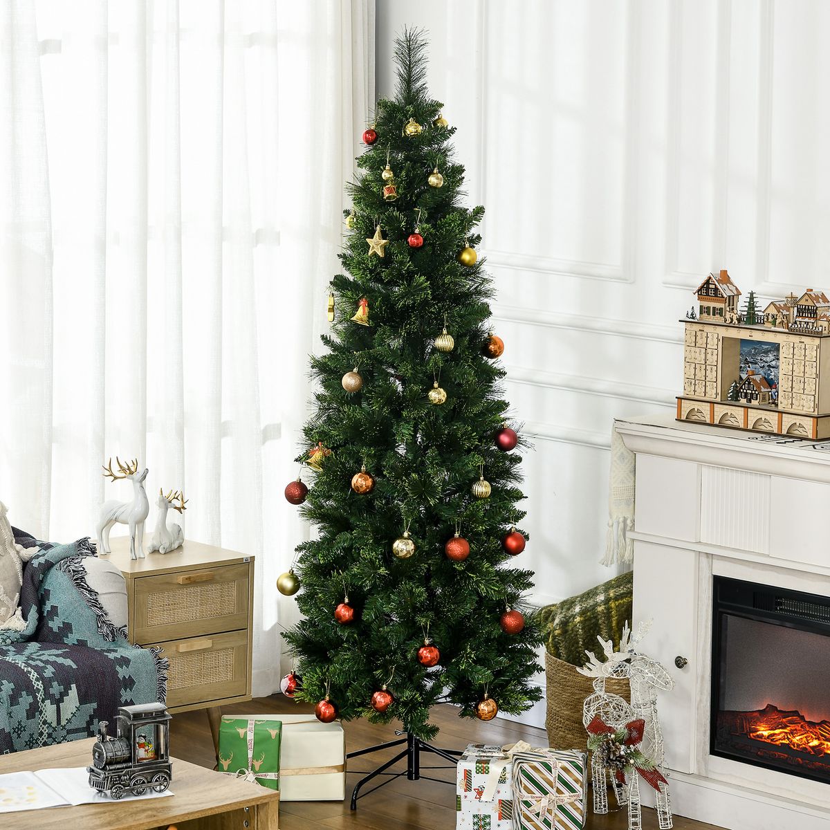 Árbol de Navidad Homcom 618 ramas de aguja verde Ø70x180 cm