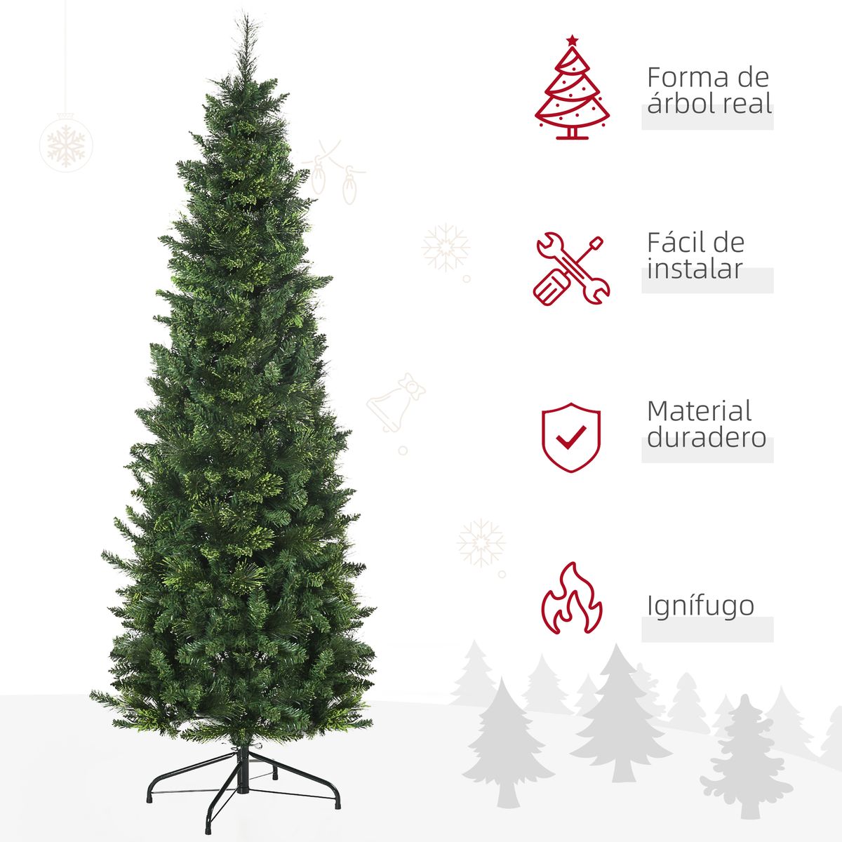 Árbol de Navidad Homcom 618 ramas de aguja verde Ø70x180 cm