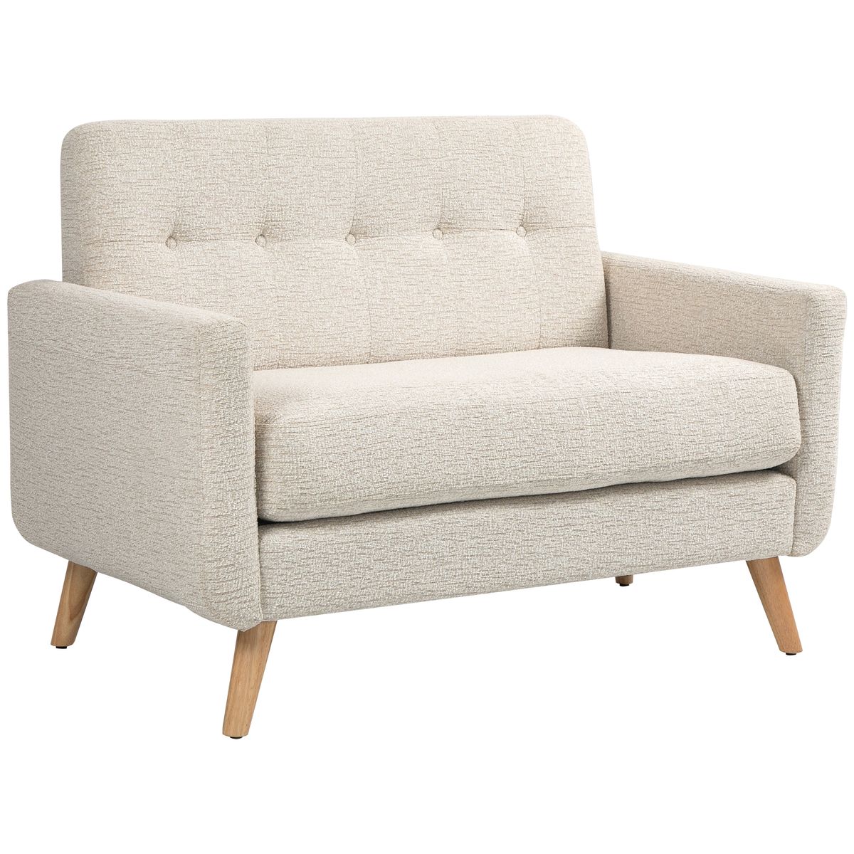 Sofá Mika Homcom 2 plazas reposabrazos beige 82x114x71 cm fondo blanco