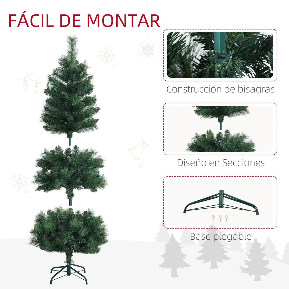 Árbol de Navidad Homcom 354 ramas verde Ø60x150 cm