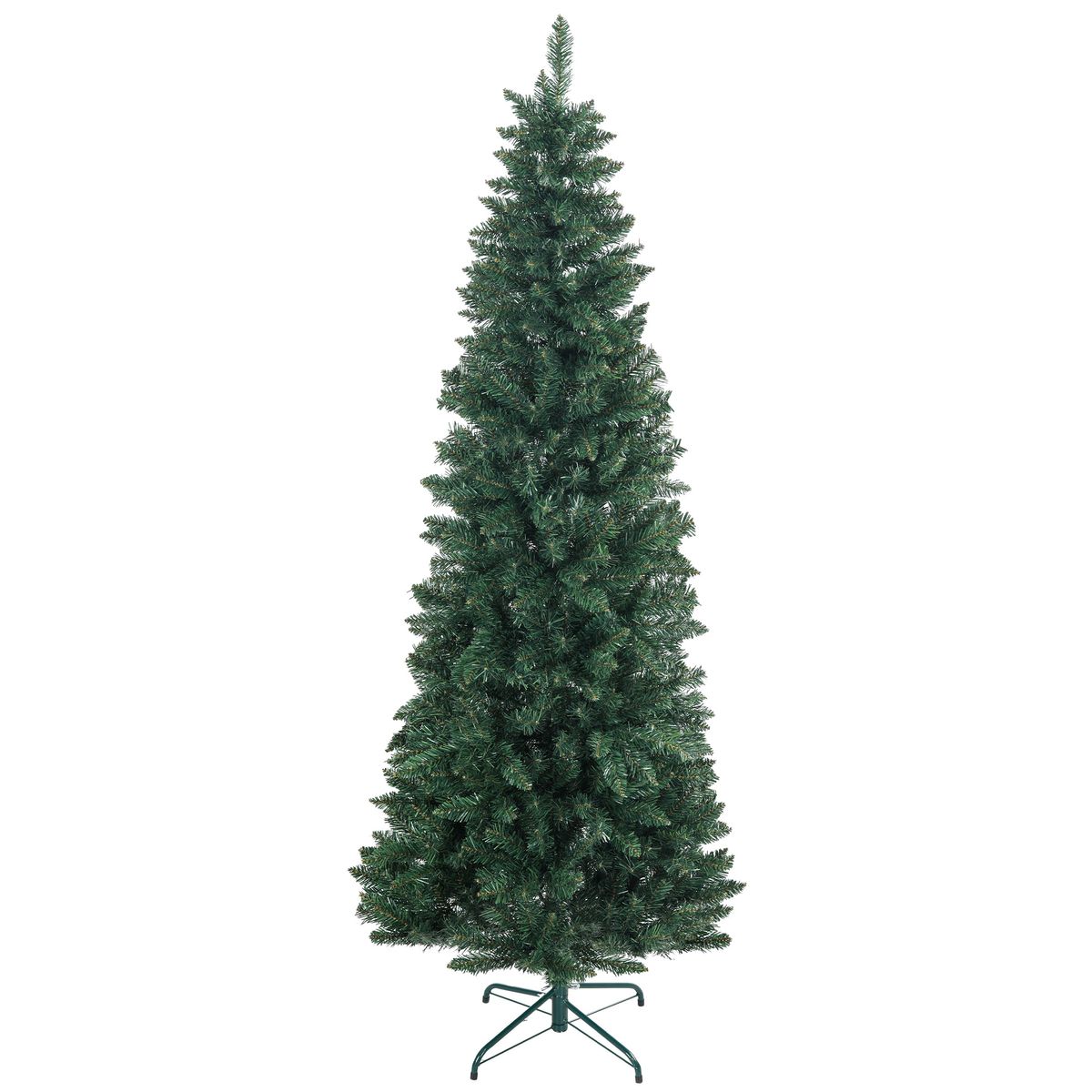 Árbol de Navidad Homcom 687 ramas base plegable verde Ø75x210 cm fondo blanco