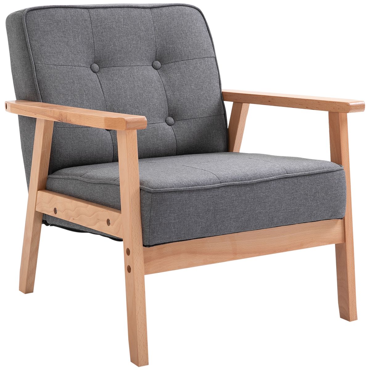 Butaca Yale Homcom con reposabrazos gris/natural 78x65x69 cm fondo blanco
