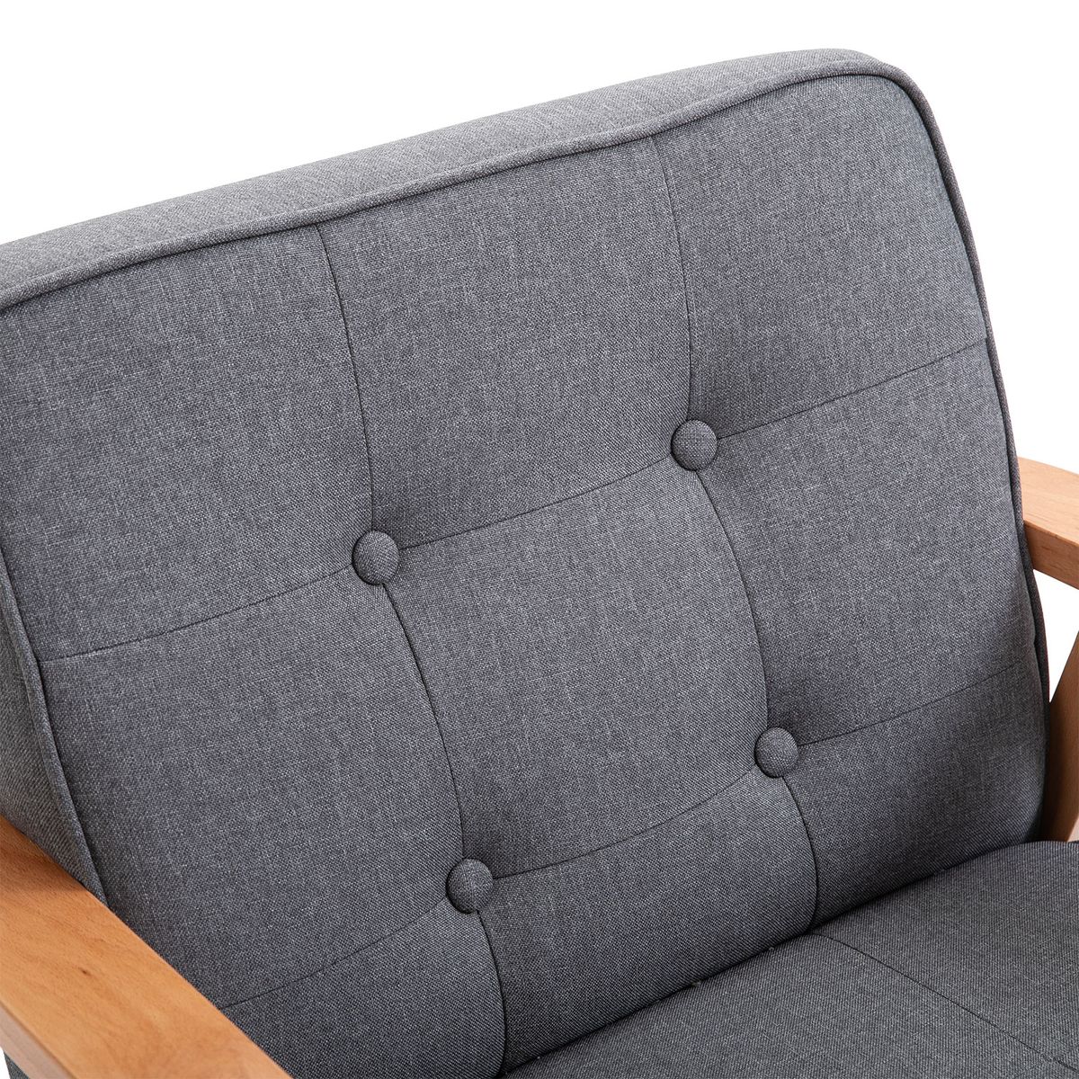 Butaca Yale Homcom con reposabrazos gris/natural 78x65x69 cm detalle respaldo