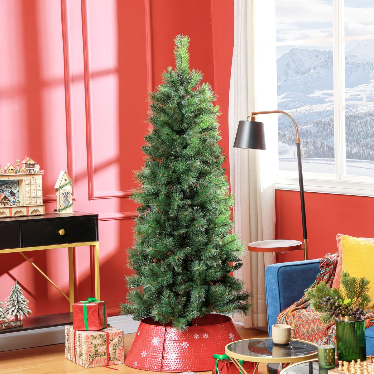 Árbol de Navidad Homcom 528 ramas verde Ø80x180 cm animada