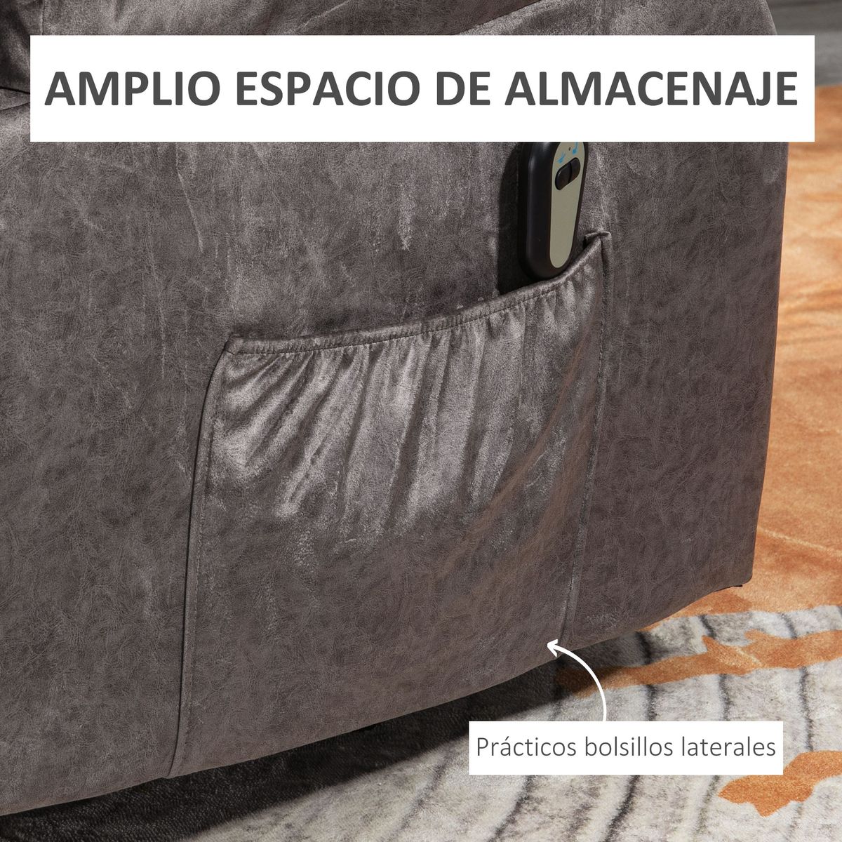 Sillón levanta personas Remo Homcom reclinable y reposapiés gris 100x83x91 cm