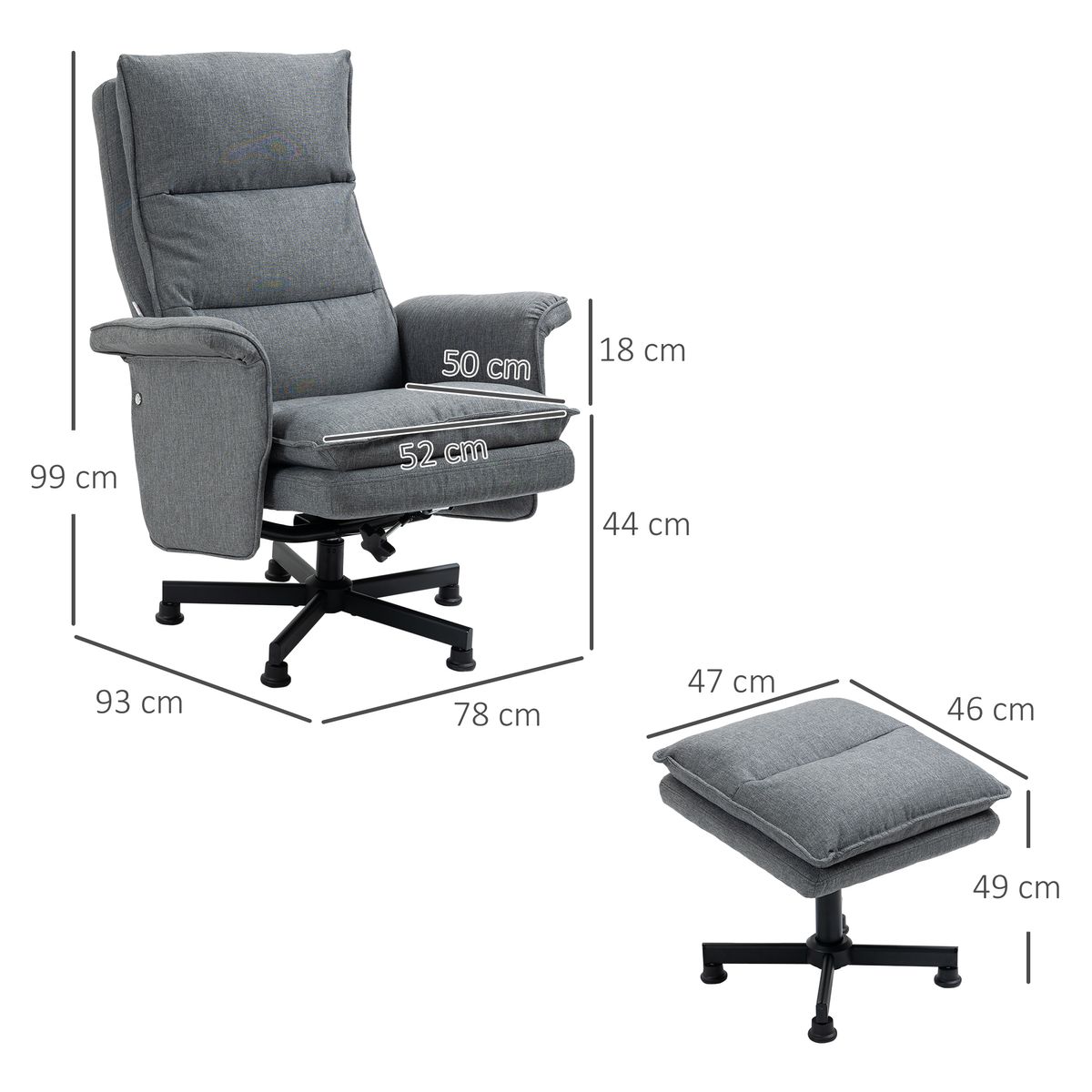 Sillón de masaje Yelo Homcom con reposapiés 8 zonas gris 99x78x93 cm