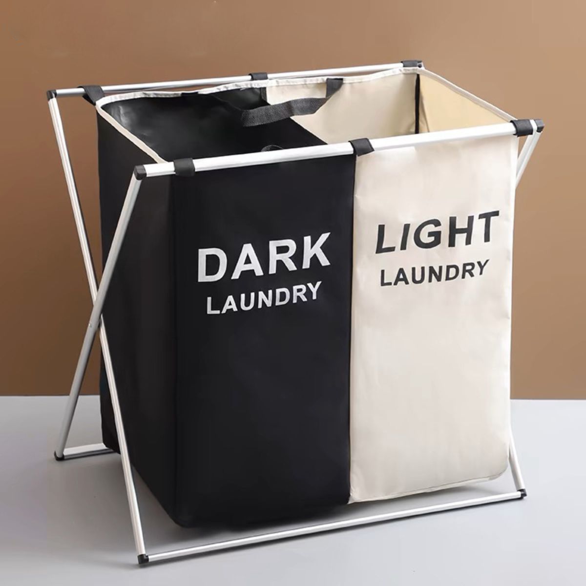 Cesto de ropa sucia WS-900-154 plegable blanco/negro 58x60x41 cm animada